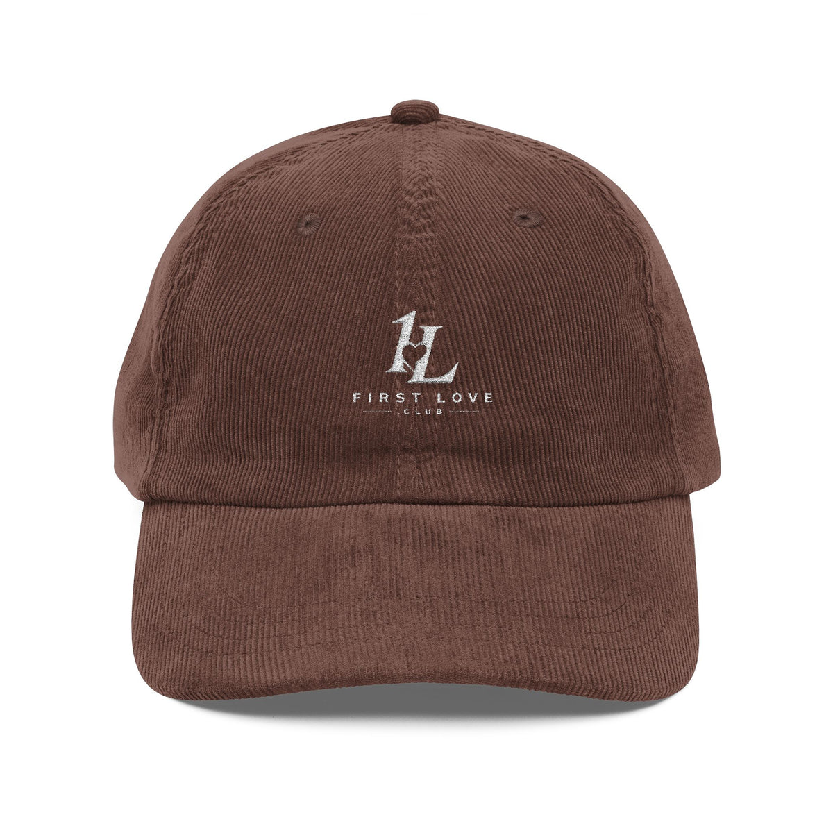 Vintage Corduroy Embroidered Baseball Cap — Rust Retro Logo