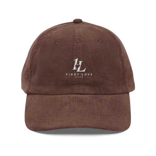 Vintage Corduroy Embroidered Baseball Cap — Rust Retro Logo