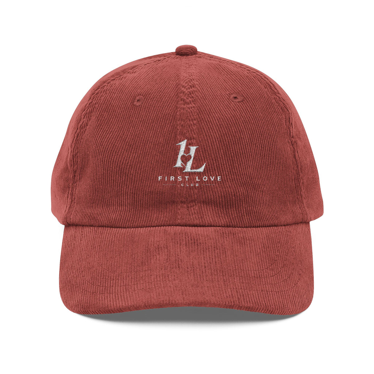 Vintage Corduroy Embroidered Baseball Cap — Rust Retro Logo