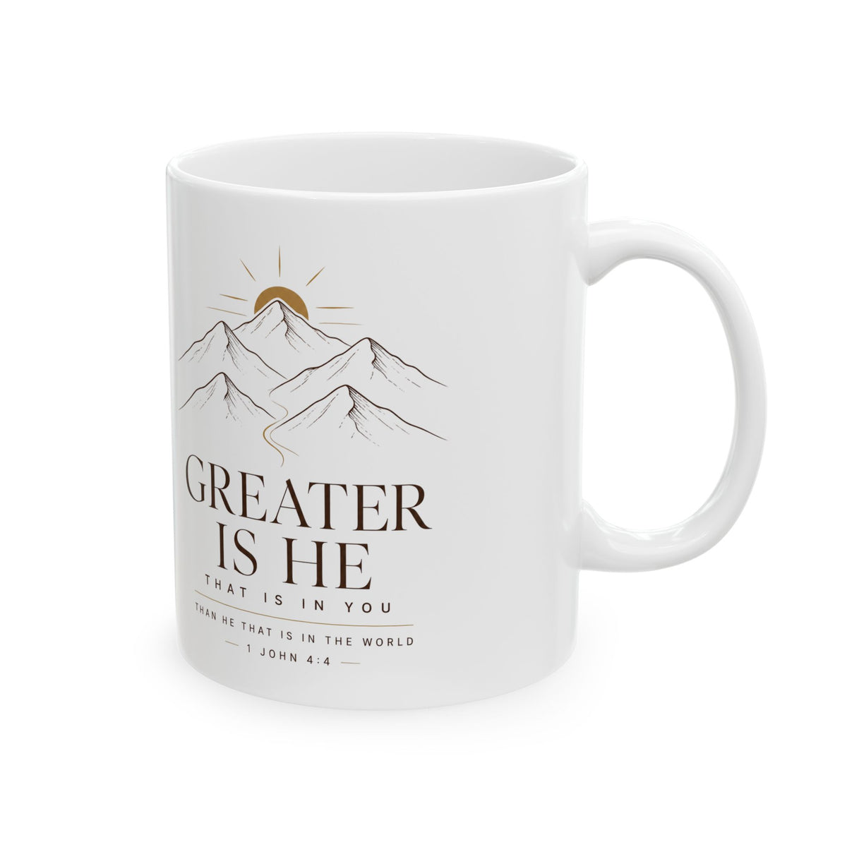 Inspirational Ceramic Mug — "Greatness is Here" Mountain Coffee Cup (11oz, 15oz)